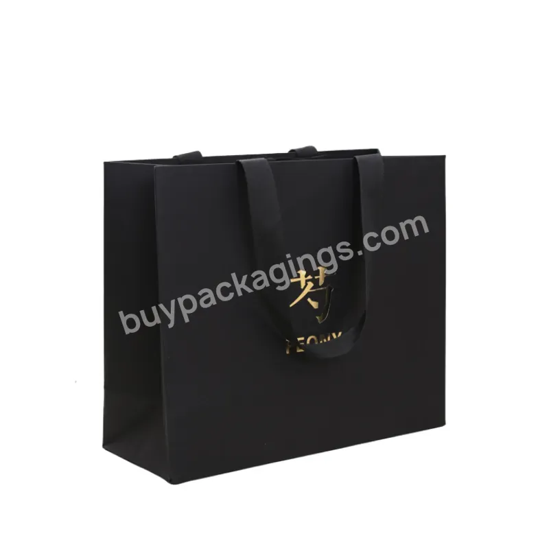 Custom Luxury Black Clothes Store Retail Packaging Carry Bag Boutique Shopping Paper Bags With Your Own Logo