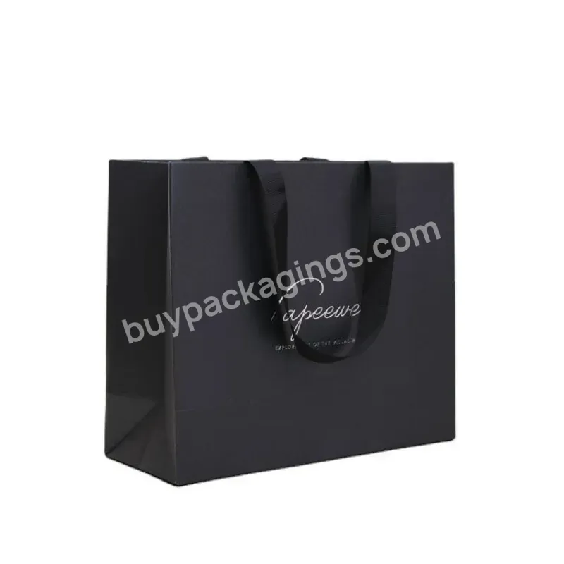 Custom Luxury Black Clothes Store Retail Packaging Carry Bag Boutique Shopping Paper Bags With Your Own Logo