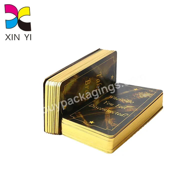 Custom Luxury Black Gold Foil Recycled Business Card Printing With Golden Border Edge