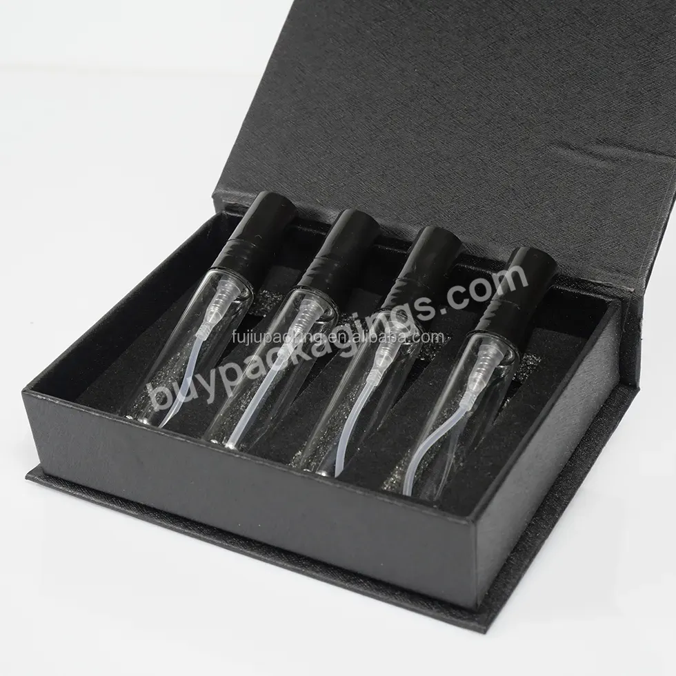 Custom Luxury Black Paper Board Box For Cosmetic Packages With Sponge Insert