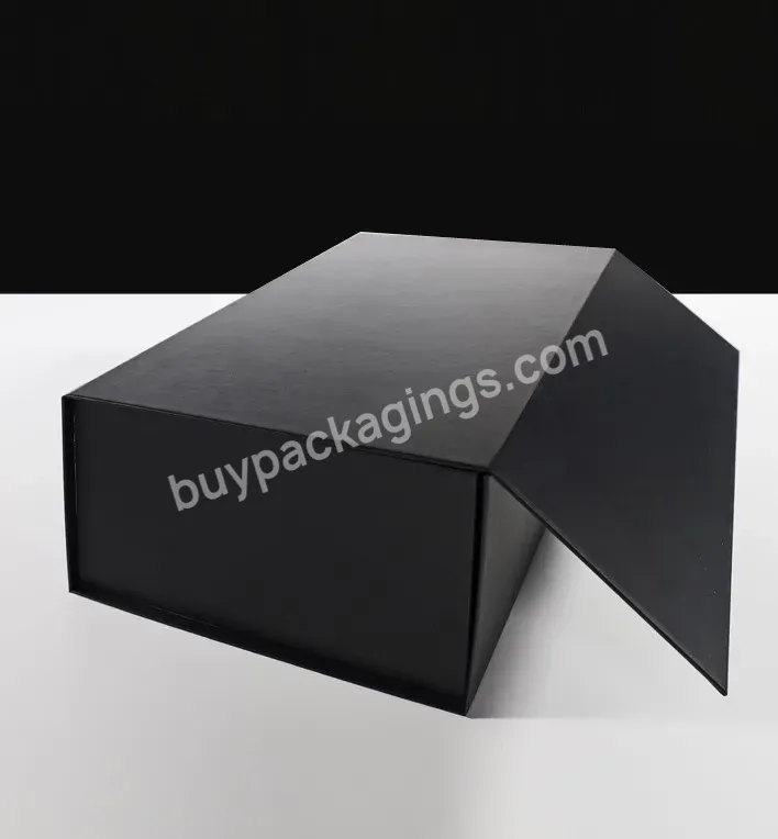 Custom Luxury Black Paper Packing Folding Shoe Gift Magnetic Paper Box With Magnetic Flap Closure