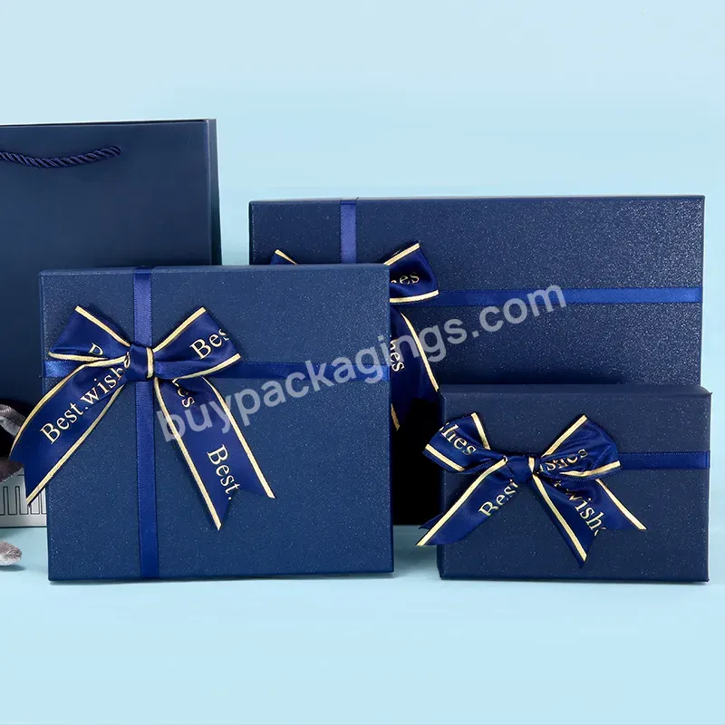 Custom Luxury Blue Paper Gift Box With Logo Printing Paper Packaging Box For Gift