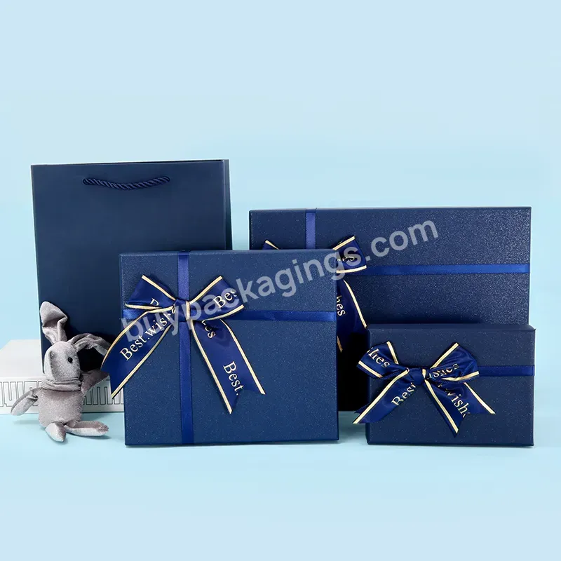 Custom Luxury Blue Paper Gift Box With Logo Printing Paper Packaging Box For Gift