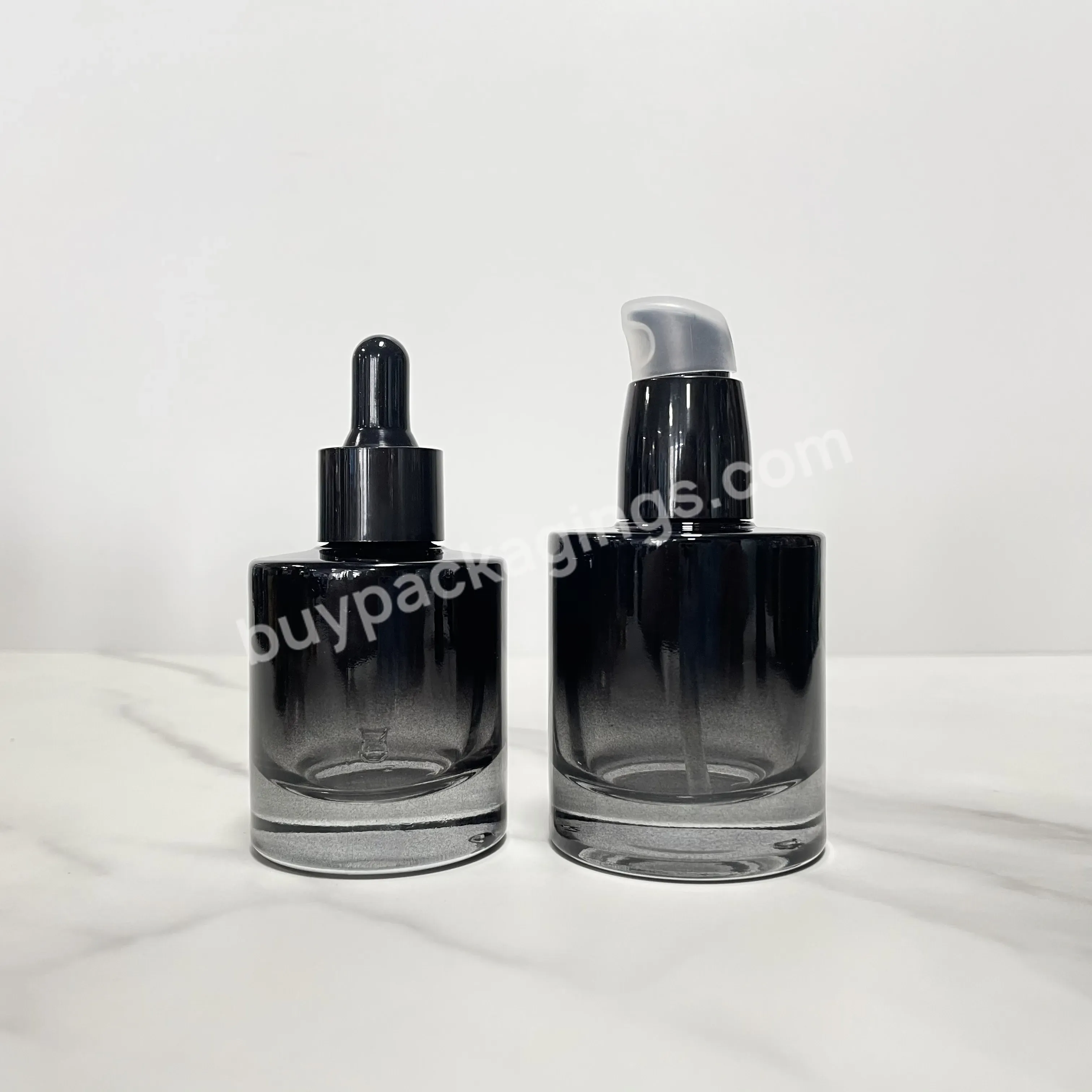 Custom Luxury Clear Amber Gradient 30ml Cosmetic Package Empty Night Repair Cream Essential Oil Glass Thick Bottom Bottle