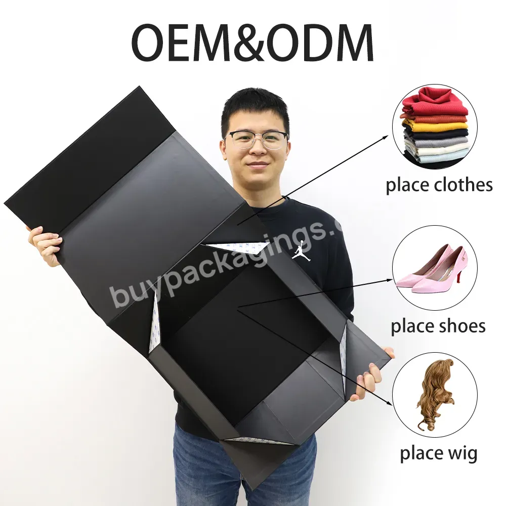 Custom Luxury Clothing Folding Box Packaging Custom Black Magnetic Paperboard Gift Packaging Box For Wedding Dress