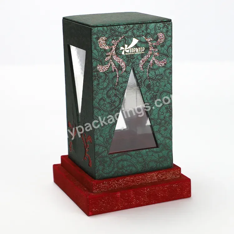 Custom Luxury Display Perfume Packaging Green Cardboard Lid And Base Gift Paper Box With Window