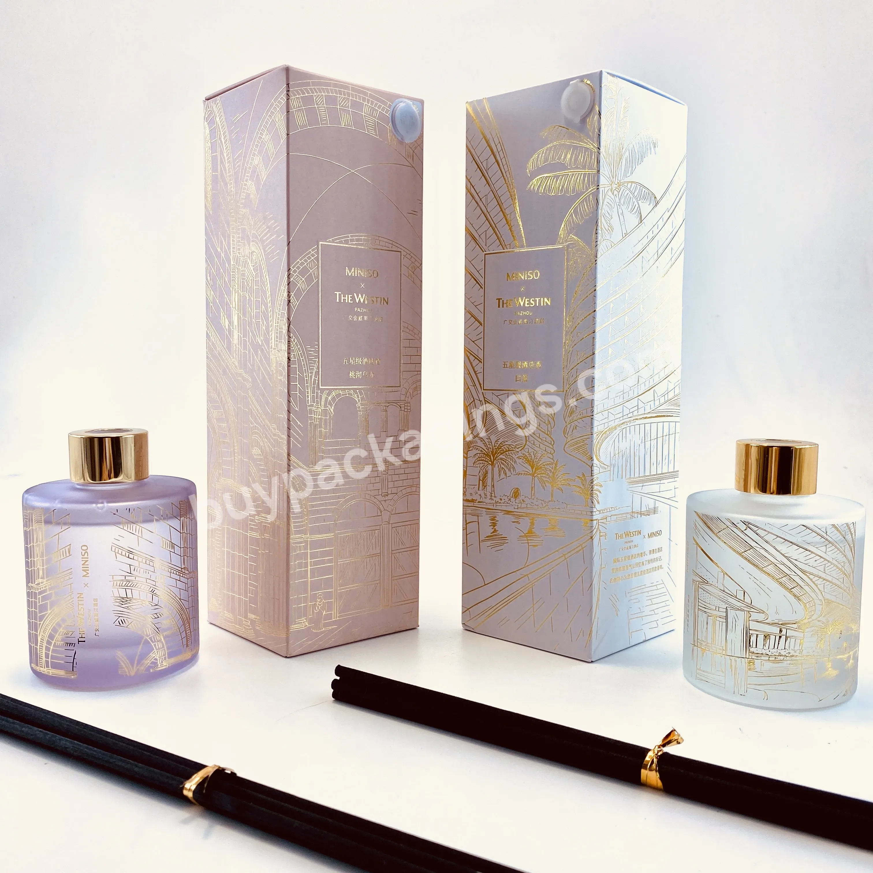 Custom Luxury Fireless Aromatherapy Gift Boxes With 150ml/200ml Glass Bottle For Gift Essential Oil Diffuser Packaging Paper Box