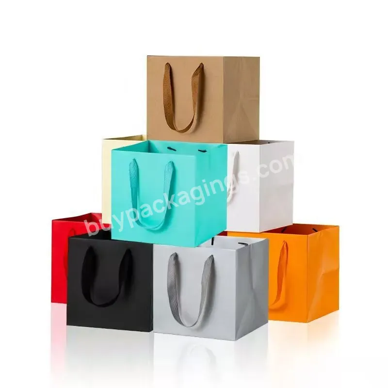 Custom Luxury Flower Paper Bag Big Size Shopping Bags Cake Carry Bag With Square Bottom