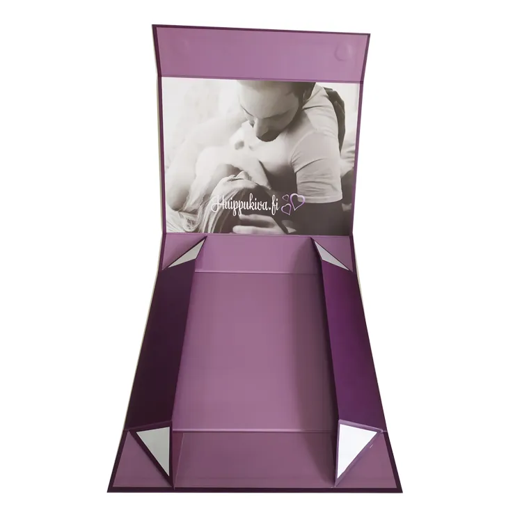 Custom Luxury Foldable Black Cardboard UV Box with Magnet for Gift