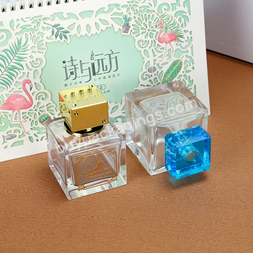 Custom Luxury Glass Perfume Spray Bottle 30ml 40ml 50ml 100ml Wholesale Trendy Square Glass Travel Perfume Bottles