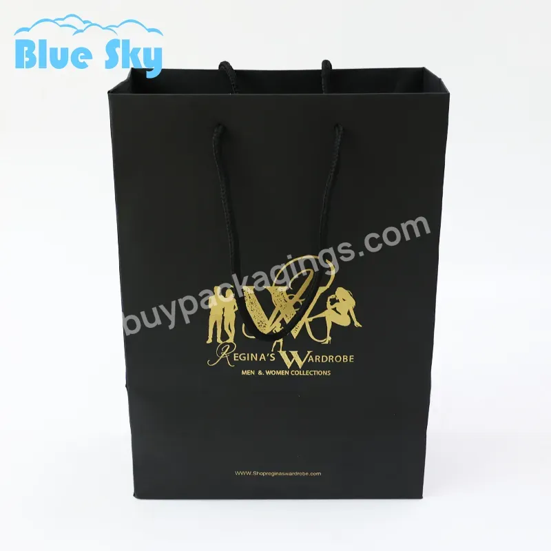 Custom Luxury Golden Foil Hot Stamping High Quality Tote Paper Bag For Gift Handle Packaging