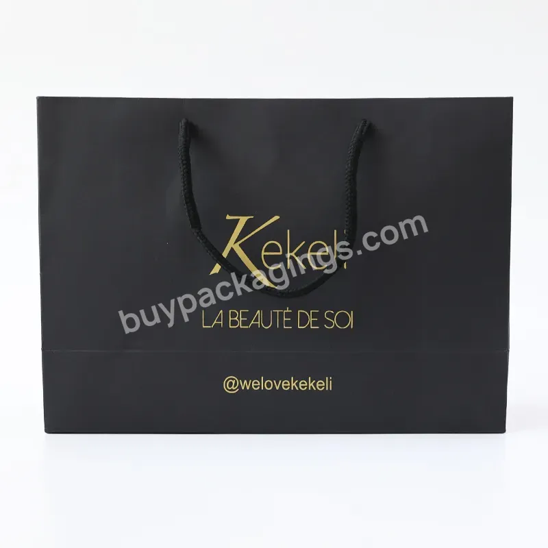 Custom Luxury Golden Foil Hot Stamping High Quality Tote Paper Bag For Gift Handle Packaging