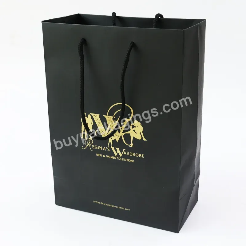 Custom Luxury Golden Foil Hot Stamping High Quality Tote Paper Bag For Gift Handle Packaging