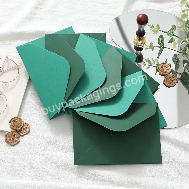 Custom Luxury Greeting Card Gift Wedding Green Envelope With Logo Printing