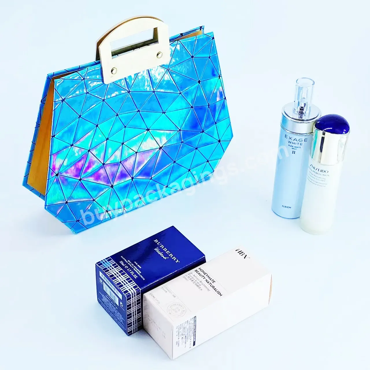 Custom Luxury Handle Folding Box With Retinol Cream Firming Eye Cream Vitamin C Serum Radiant Skin For Beauty Gift Sets Gift Box