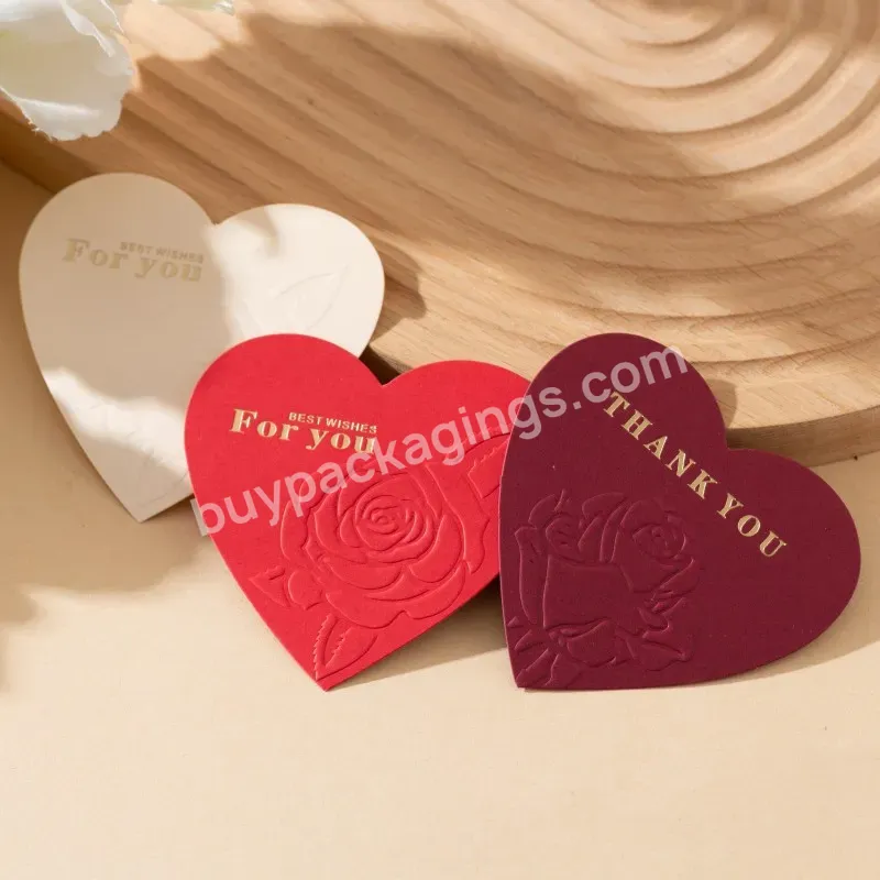 Custom Luxury Heart-shaped Thank You Card With Embossed Thank You Paper Greeting Card