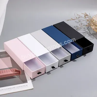 Custom Luxury Hot Stamped White Print Drawer Sliding Jewelry Packaging Gift Box With Handle