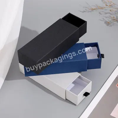 Custom Luxury Hot Stamped White Print Drawer Sliding Jewelry Packaging Gift Box With Handle