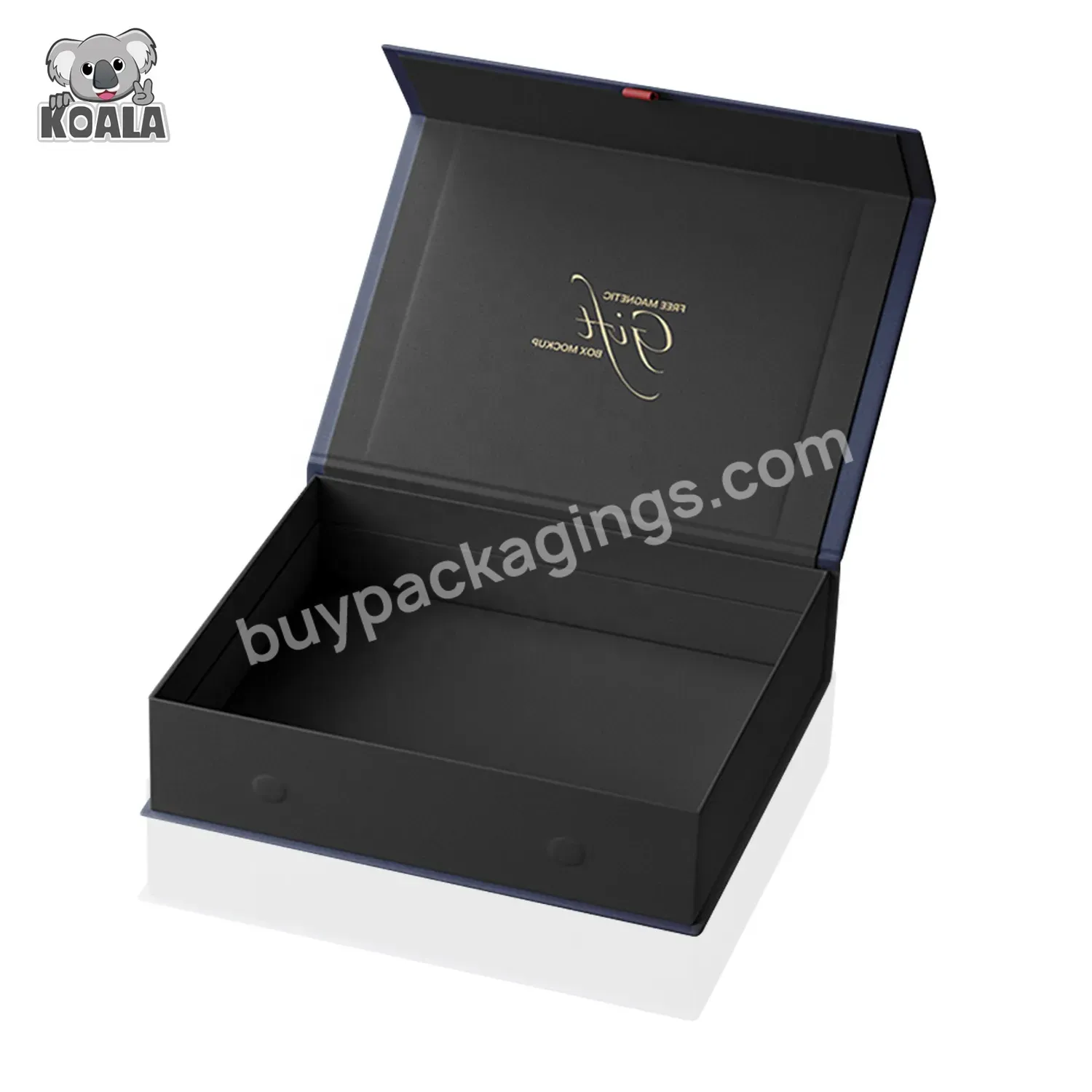 Custom Luxury Hot Stamping Logo Printed Cardboard Magnetic Close Black Gift Packaging Box