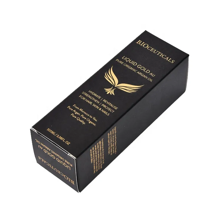 Custom luxury matt black print hot sale gold foil eyelash packaging box serum paper cosmetic box