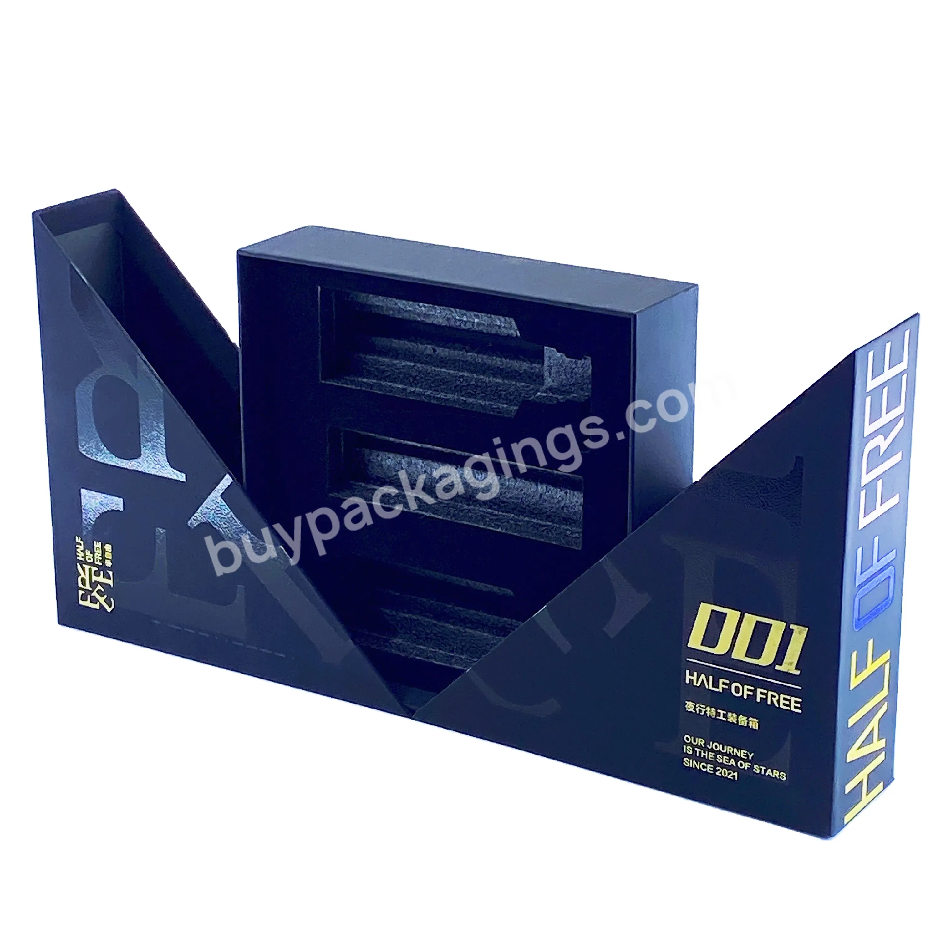 Custom Luxury Matte Black Double Door Box With Shaving Cream Skin Care Facial Cleanser For Men's Make Up Kit Packaging Boxes
