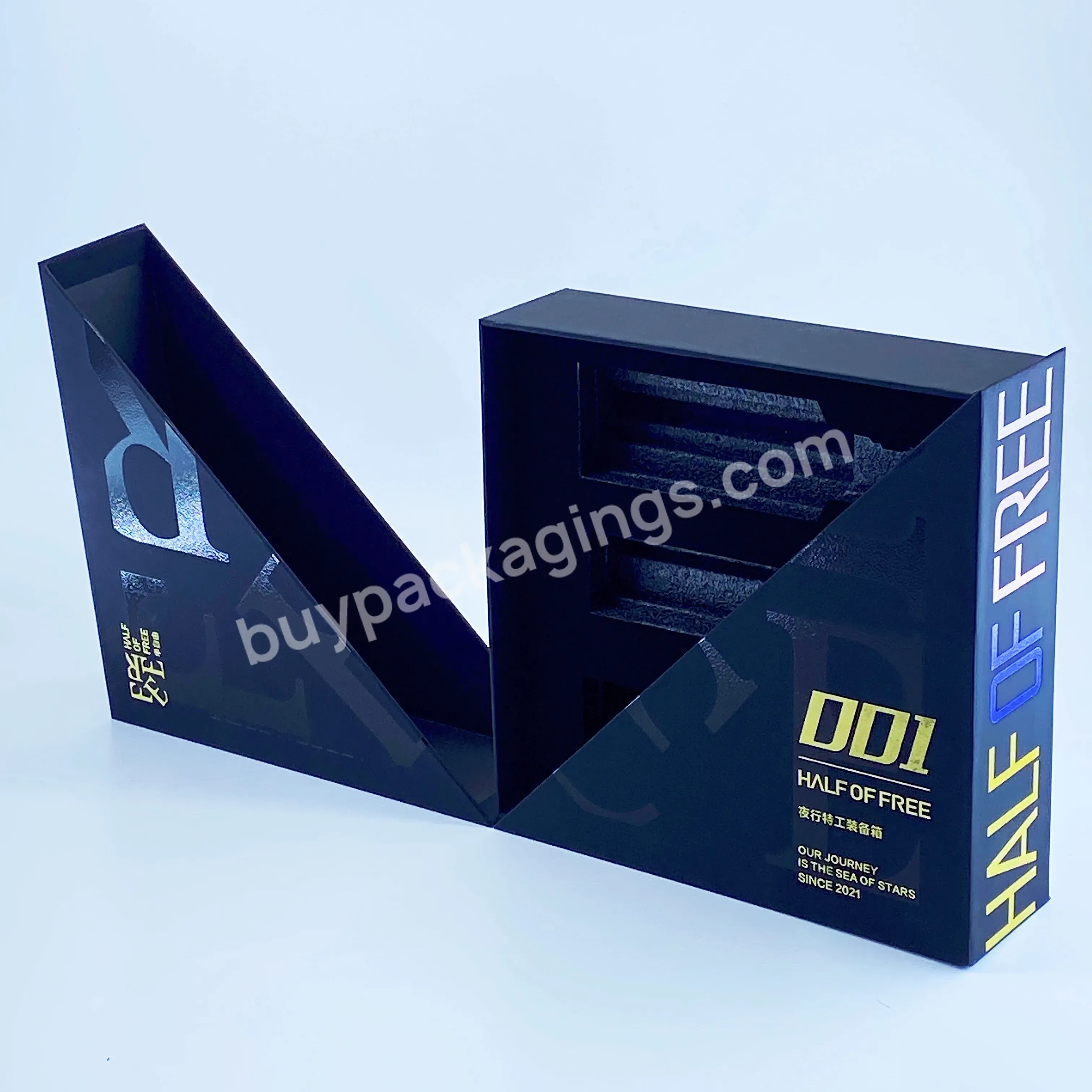 Custom Luxury Matte Black Double Door Box With Shaving Cream Skin Care Facial Cleanser For Men's Make Up Kit Packaging Boxes