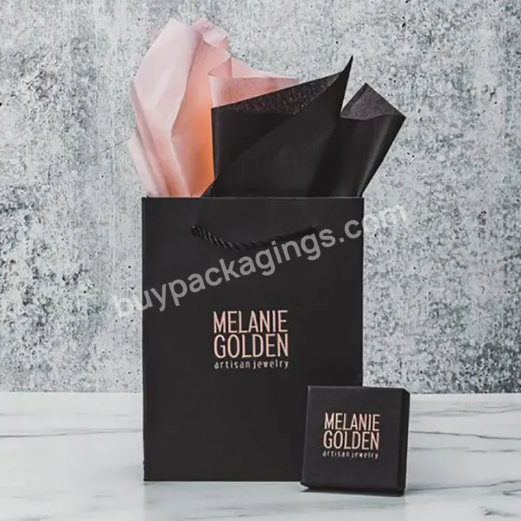 Custom Luxury Packaging Bag With Own Logo Black Shopping Paper Bag Retail Store Gift Bags Small Business For Shoes And Clothing