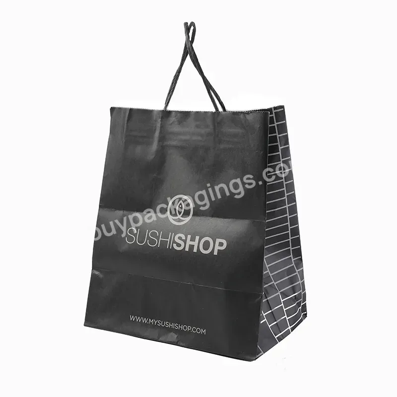 Custom Luxury Packaging Bag With Own Logo Black Shopping Paper Bag Retail Store Gift Bags Small Business
