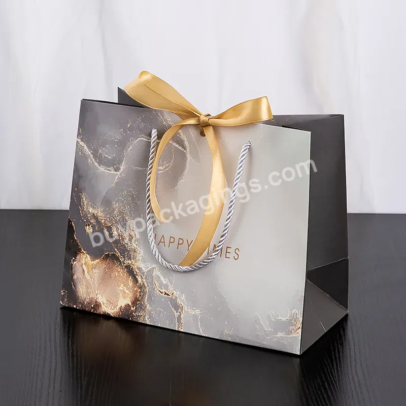 Custom Luxury Paper Bag Thank You Gift Bags For Boutique With Ribbon