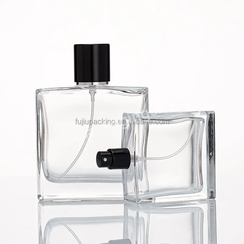 Custom Luxury Perfume Spray Bottles 50 Ml Rectangle Square Empty Glass Perfume Bottle