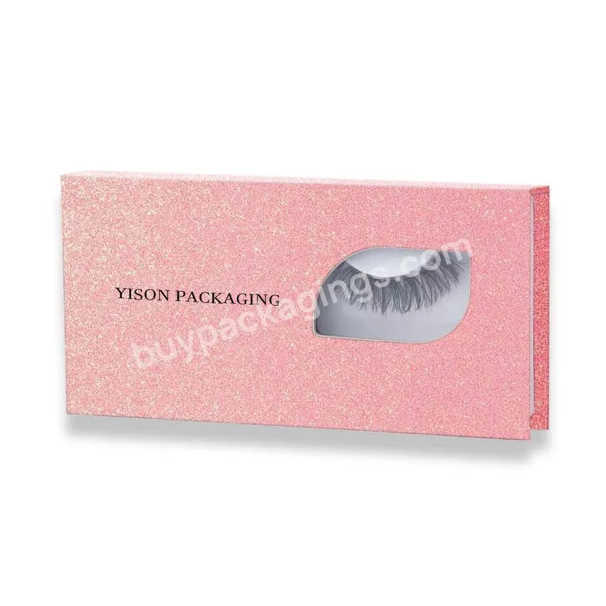 Custom Luxury Pink Glitter Eyelash Boxes Packaging For Eyelashes