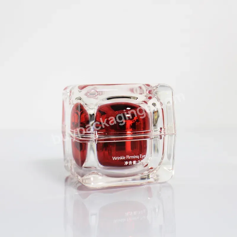 Custom Luxury Plastic Cosmetic Containers 15g 30g 50g Square Acrylic Cosmetic Double Wall Cream Jar