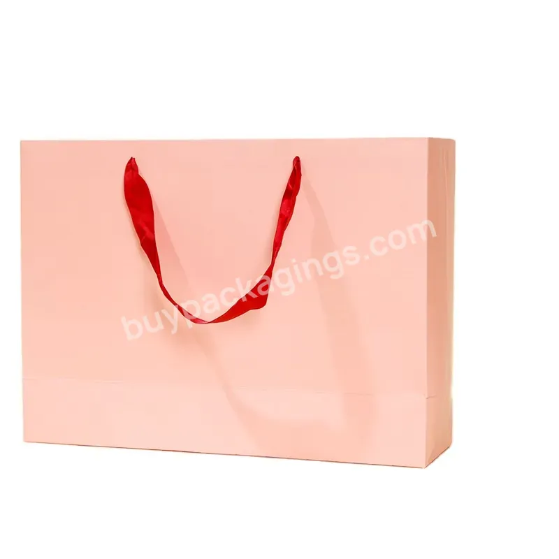 Custom Luxury Red Shopping Paper Bags With Logo Print Shopping Bags