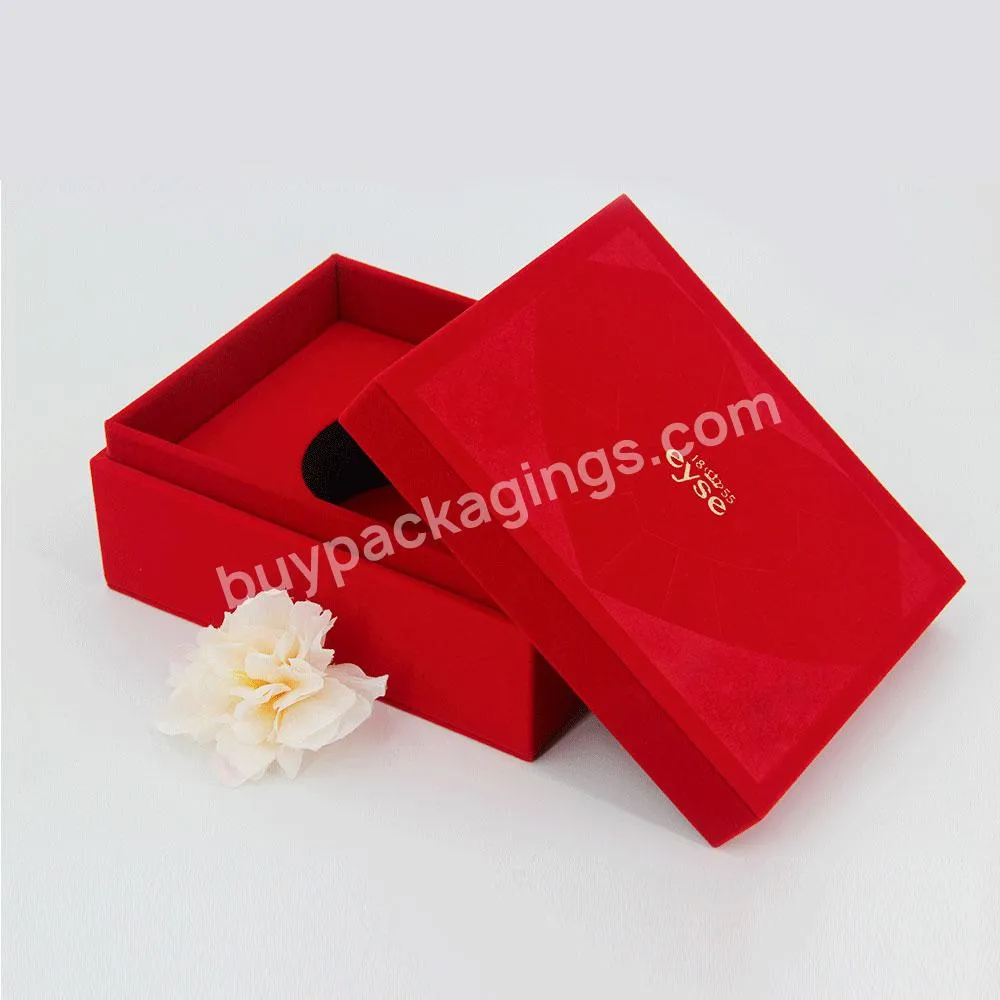 Custom Luxury Red Valentine Day Romantic Love You Pendant Gift Box Square Jewelry Velvet Gift Box Ladies Fashion Gift Box