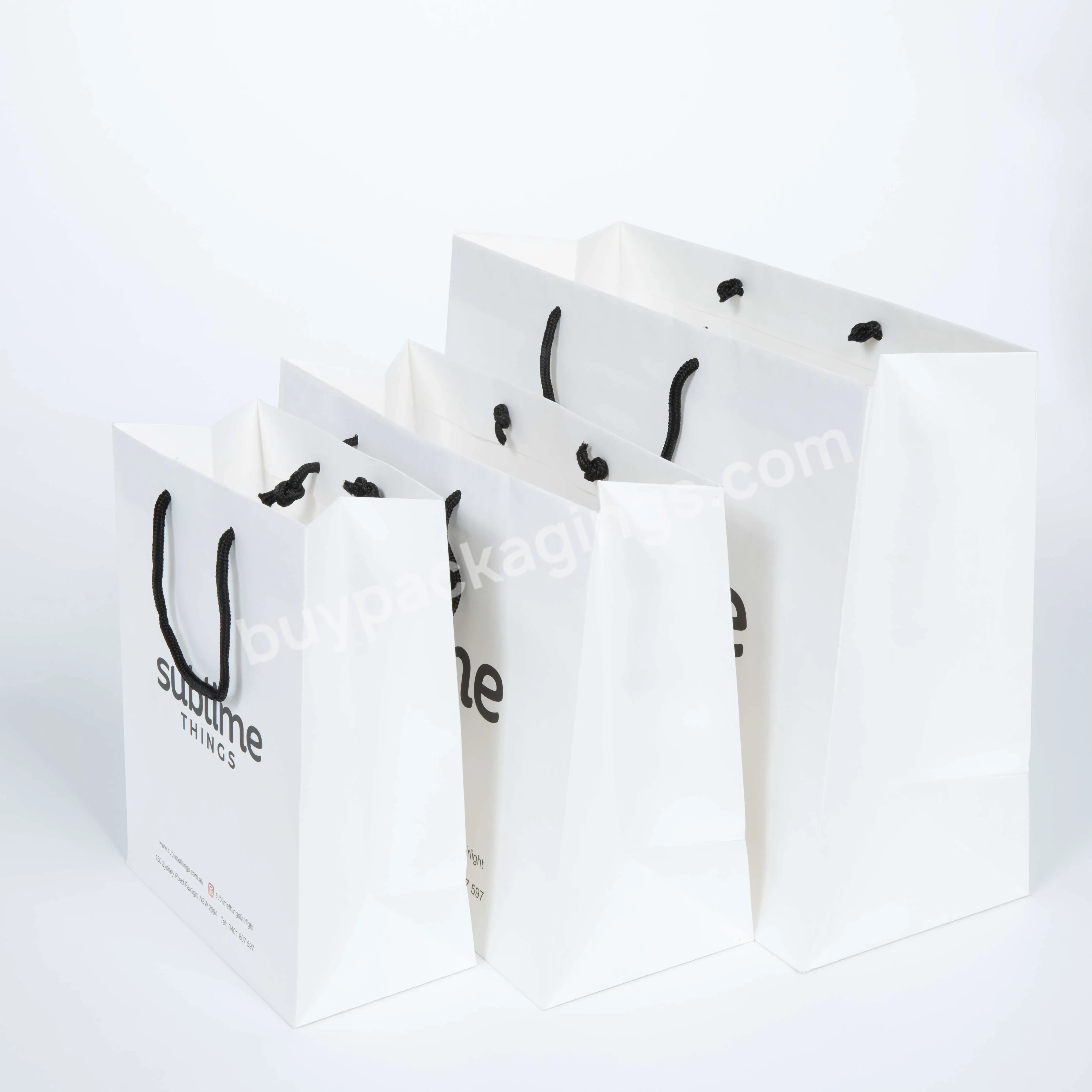 Custom Luxury Ribbon Handle White Cardboard Shopping Packaging Bag Customized Printed Paper Gift Bags With Your Own Logo