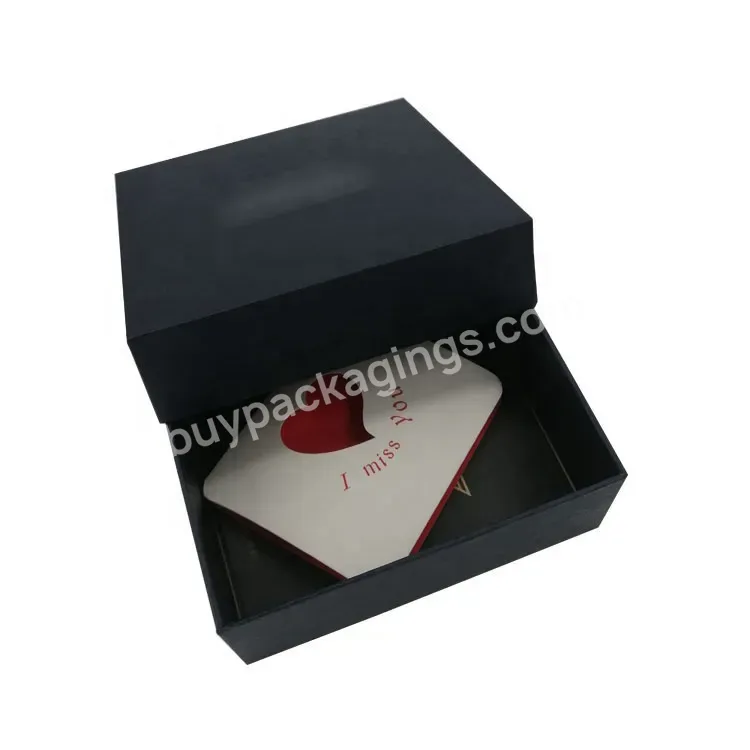 Custom Luxury Texture Paper 2 Pieces Lids Black Cardboard Gift Box For Gift Accessories Packing