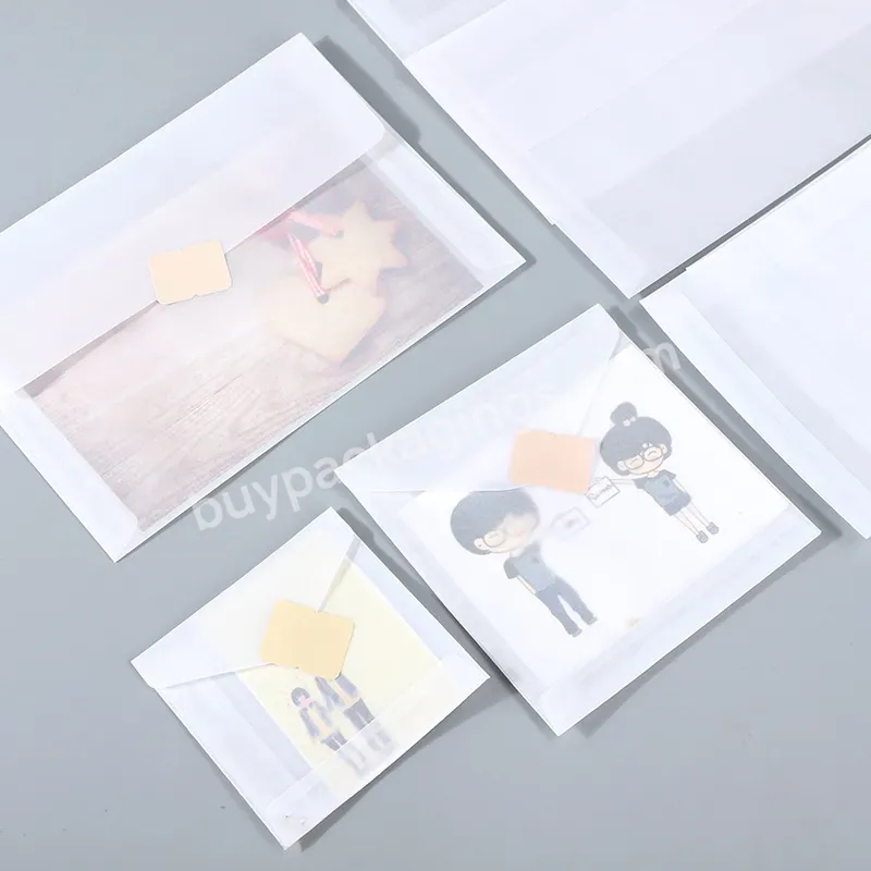 Custom Luxury Translucent Paper Envelope Vellum Paper Envelopes White Sulfuric Acid Paper Envelope For Wedding Gift Packaging