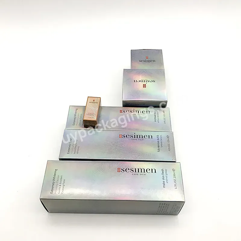 Custom Luxury White Cardboard Paper Cosmetic Products Holographic Box Packaging
