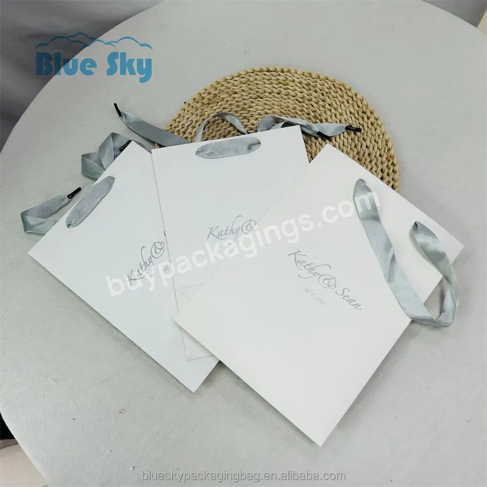 Custom Luxury White Clothes Store Retail Packaging Gift Carry Bags Boutique Shopping Paper Bags With Your Own Logo Reticule