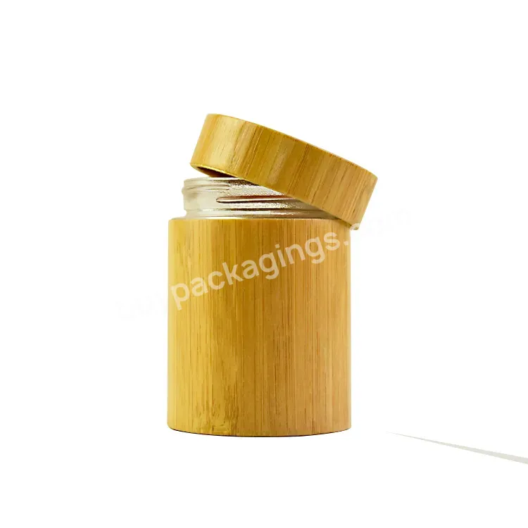 Custom Luxury Wholesale Storatebamboo Products 2022 1oz 2oz 3oz 4oz 5oz Wooden & Bamboo Jars Clear With Engraving Bamboo Lid