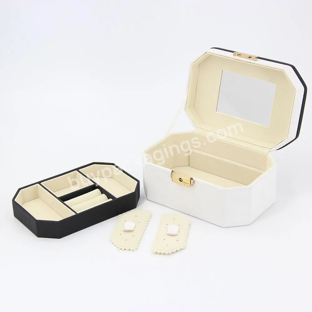 Custom luxury women jewelry gift box fashion gift packaging white leather jewelry box satin lined multilayer gift storage box