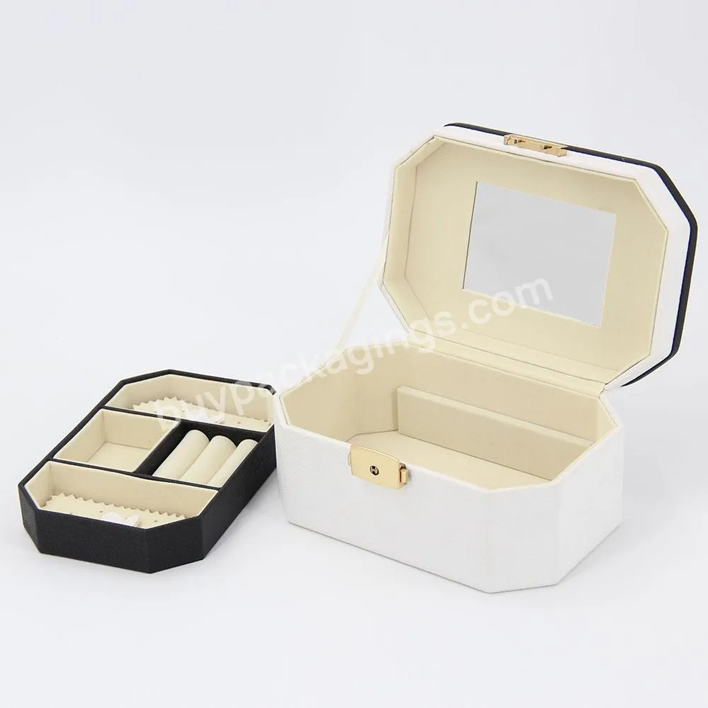 Custom luxury women jewelry gift box fashion gift packaging white leather jewelry box satin lined multilayer gift storage box