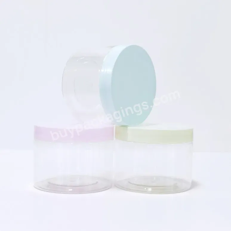 Custom Macaron Colors Caps Empty 250ml Plastic Pet Body Scrub Jars 8oz For Body Cream Hair Conditioner Jars