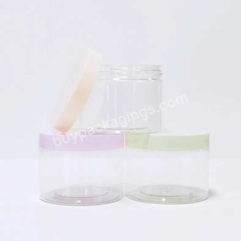 Custom Macaron Colors Caps Empty 250ml Plastic Pet Body Scrub Jars 8oz For Body Cream Hair Conditioner Jars