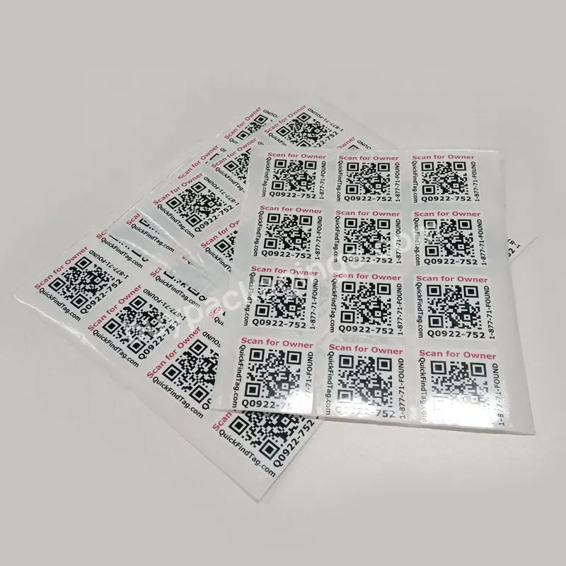 Custom Made Adhesive Glossy Lamination Waterproof Paper Qr Code Label Sticker