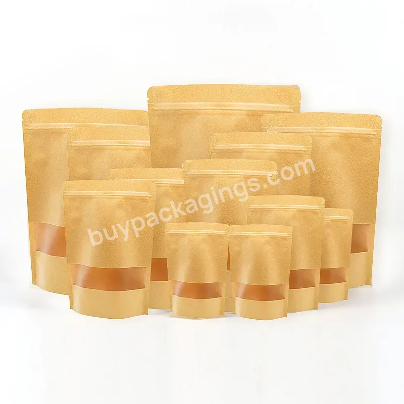 Custom-made Brown Kraft Paper Zipper Vertical Packaging Bag Biodegradable Bag