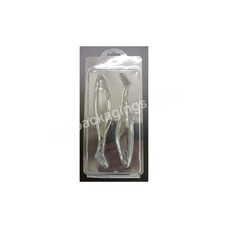 Custom Made Fish Bait Package Clear Color Folded Clamshell Fish Bait Pvc For Fishing Lure Blister Packaging