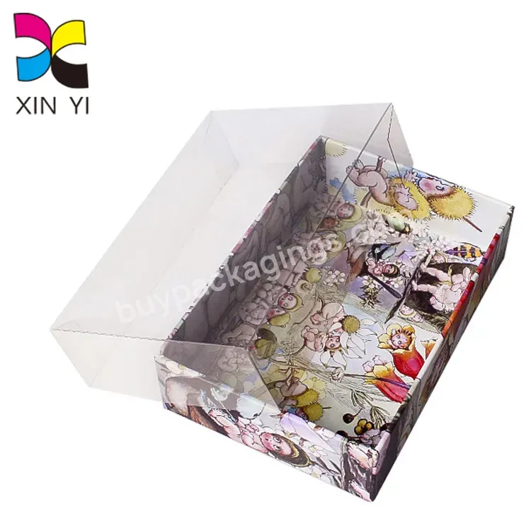 Custom Made Full Color Printing Wholesale Pvc Cardboard Box With Transparent Lid