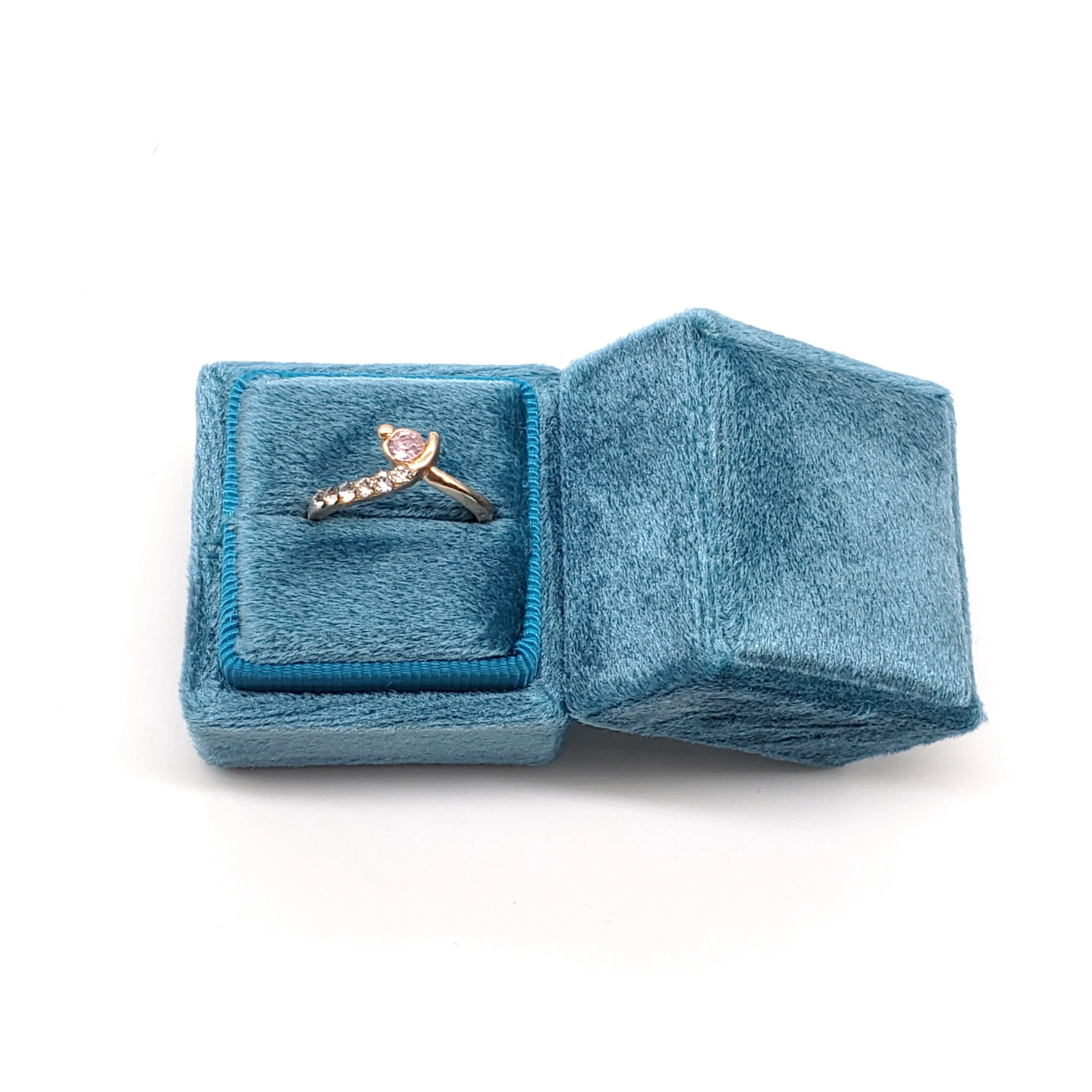 Custom made high quality velvet ring box small wedding ring box customizable wedding ring  LOGO