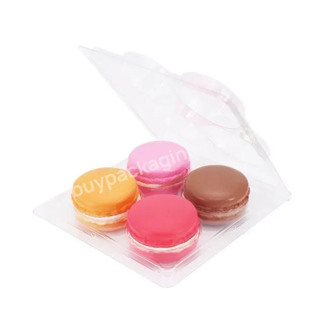 Custom Made Macaron Plastic Blister Clamshell Packaging Macaron Square Tray 4 Macarons